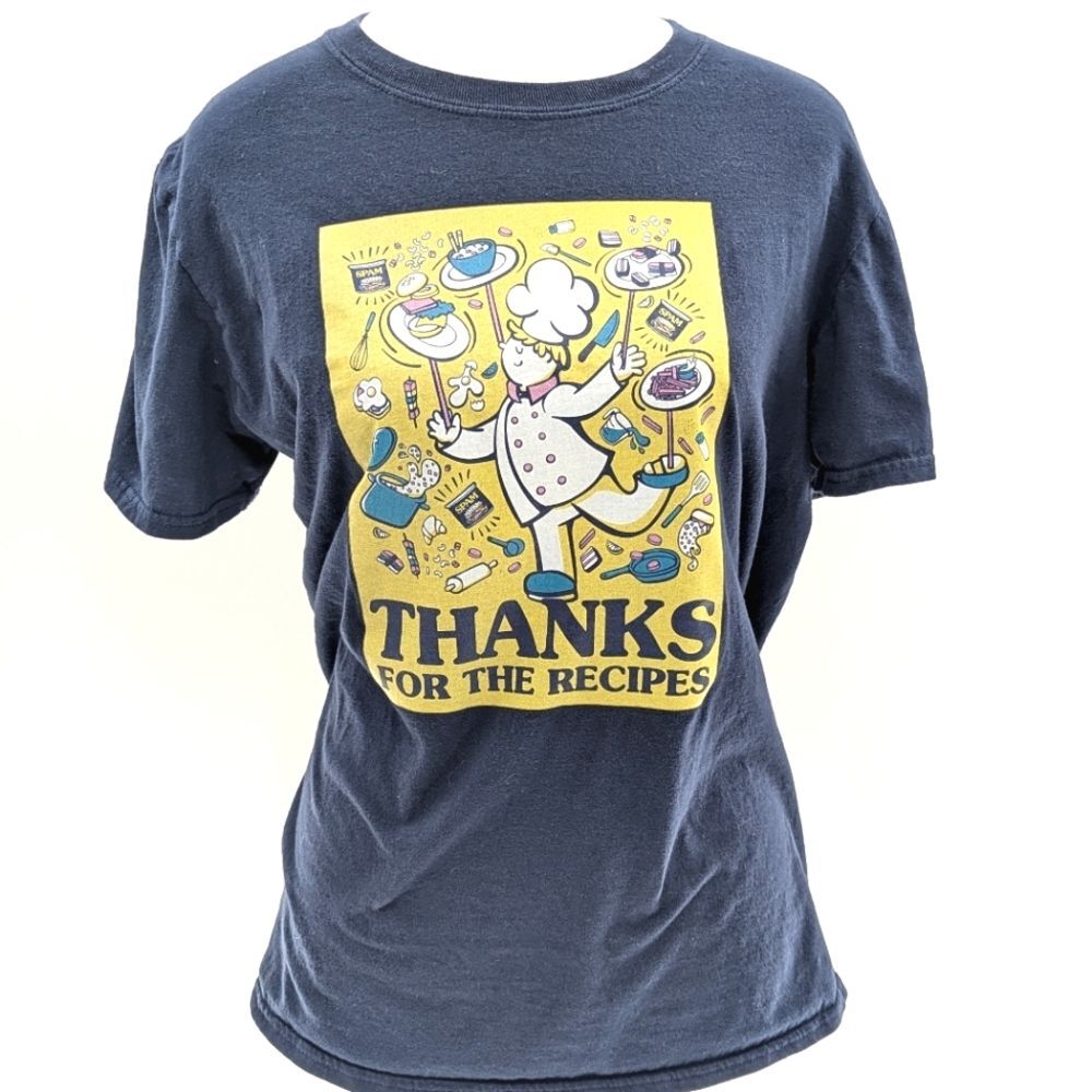 The Spamerican Tour Vintage 100% Cotton Navy Graphic Chef T-shirt Size Medium